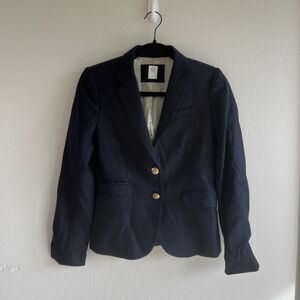 J Crew Schoolboy Blazer Women’s 0 Navy Blue Gold Button Wool Blend Preppy Career
